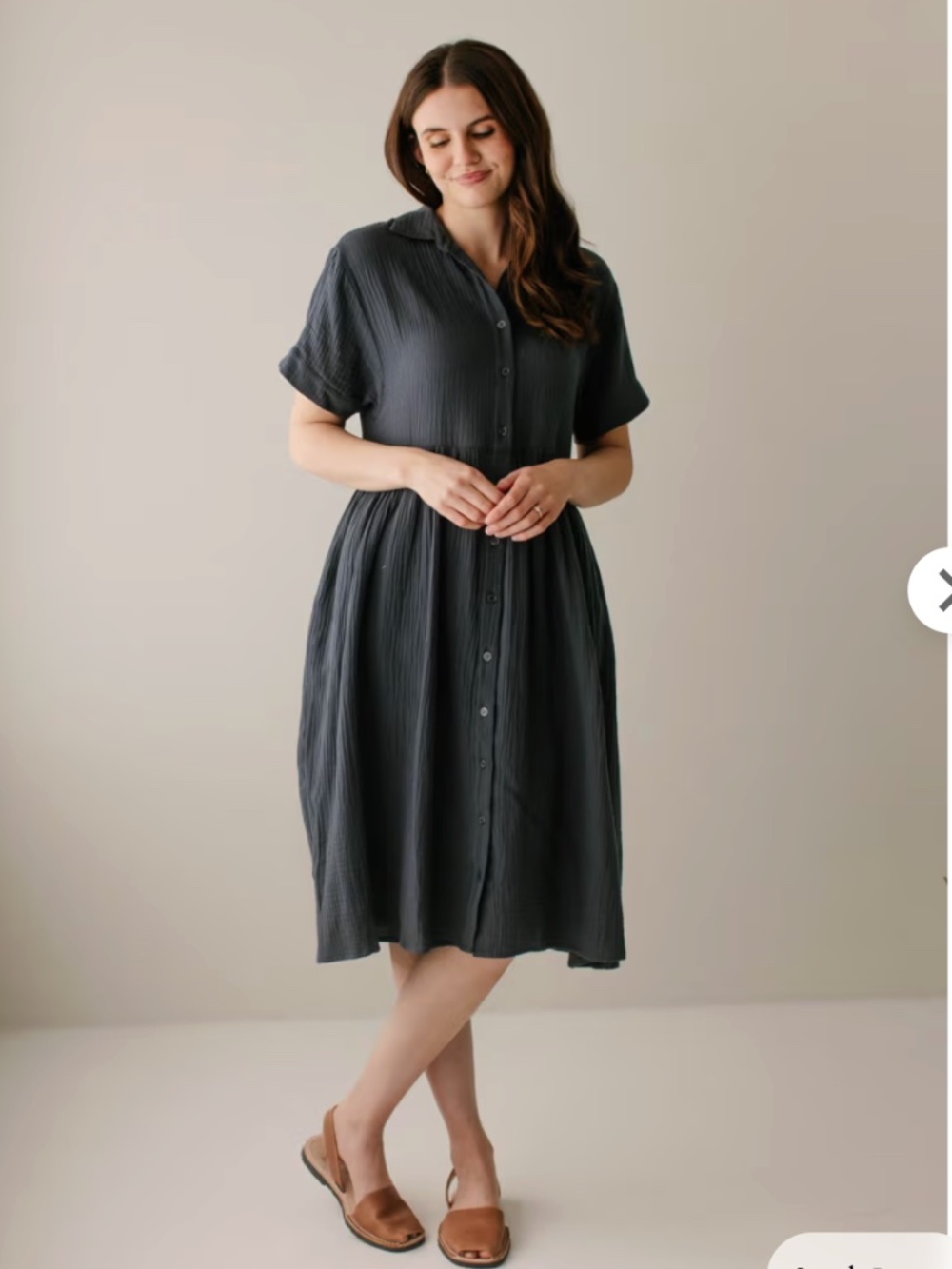Main Street Exchange Lisa Cotton Gauze Shirt Dress 2X Deep Teal Blue Midi